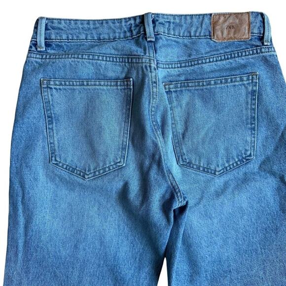 Zara Mid Waist Cropped Jean Mid Blue 2 - Picture 8 of 9